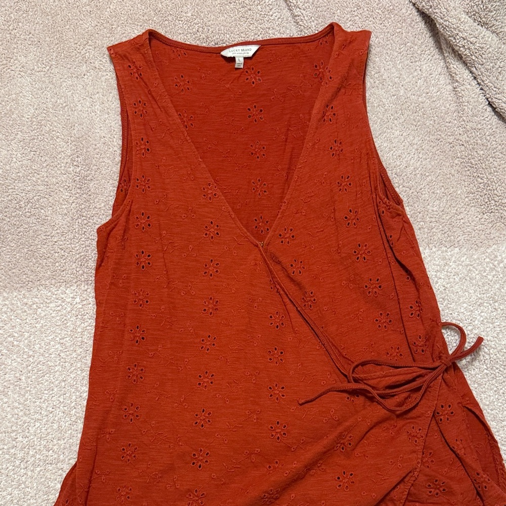 Lucky Brand Terracotta Eyelet Tank Top